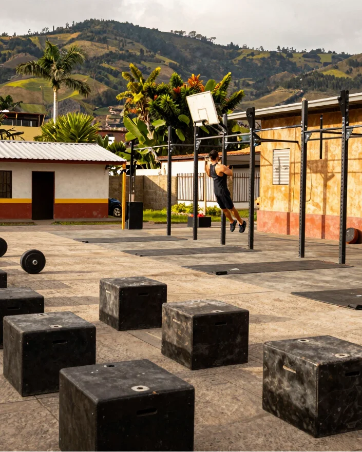 Fotografía editorial documental del espacio de entrenamiento de C